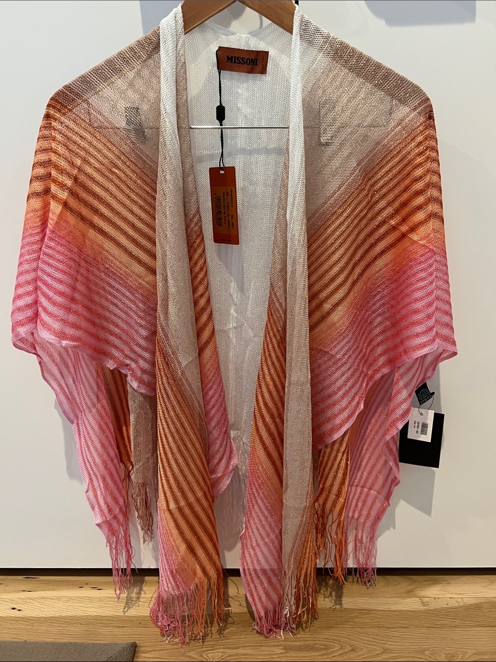 Missoni Striped Fringe Poncho Wrap NWT